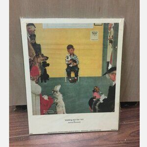 Norman Rockwell Laminated Wood Plaque Print Waiting for Vet 9x11 Ready to Hang